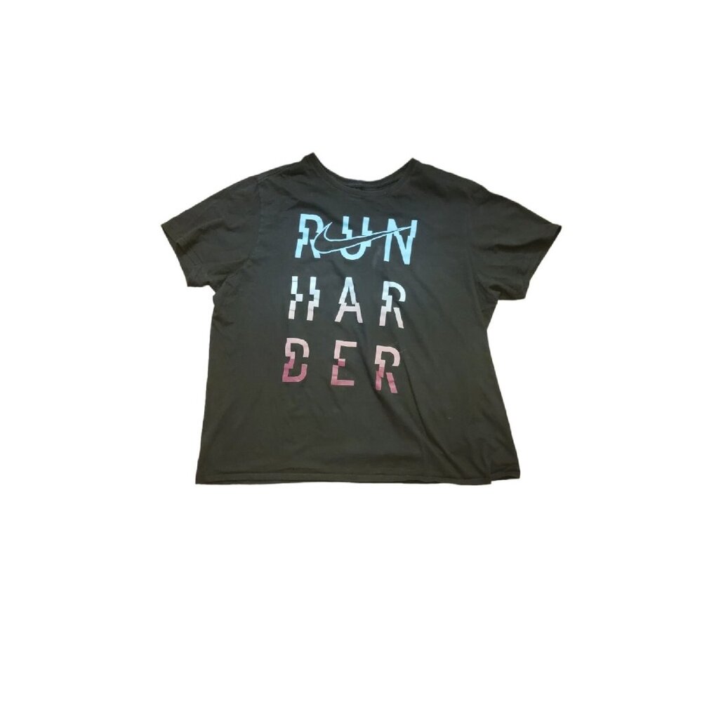 Nike The Nike Tee Men's Shirt XL Black Run Harder Graphic Athletic Cut